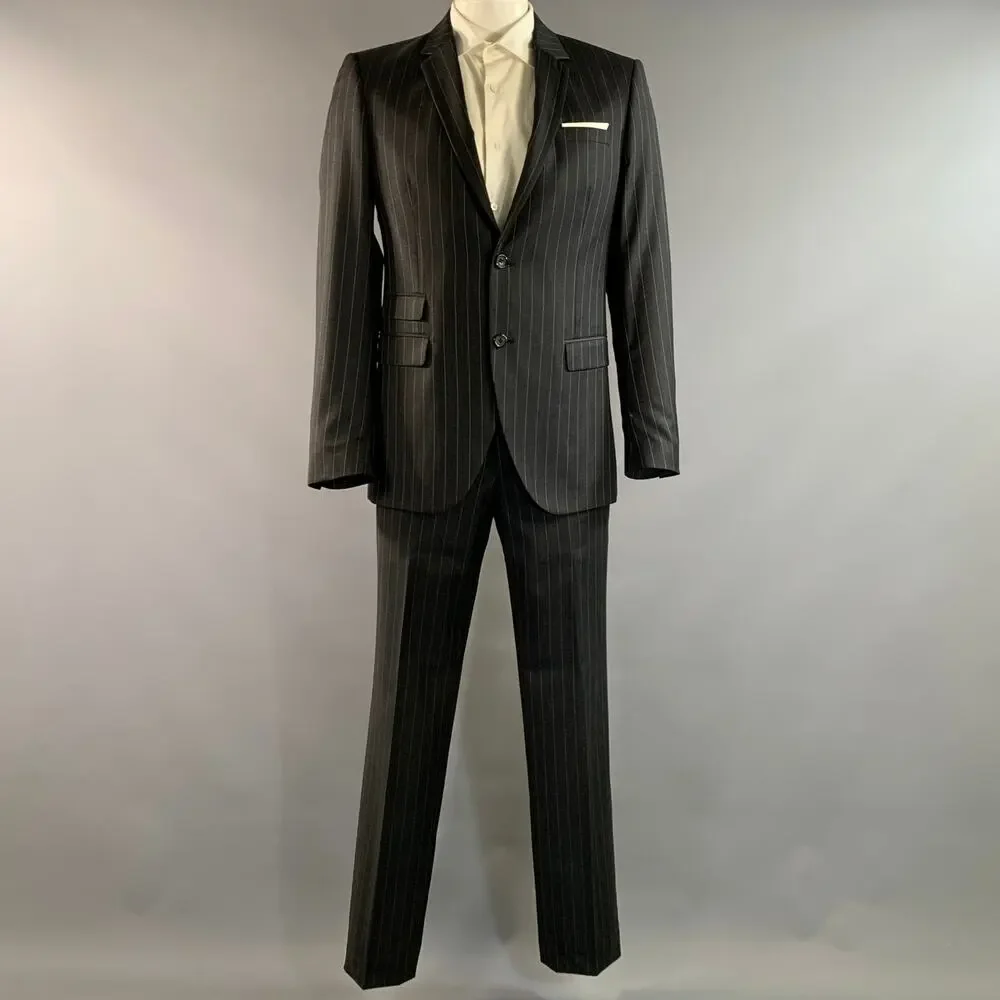 NEIL BARRETT Chest Size XL Grey Pinstripe Wool Notch Lapel 34 35 Suit